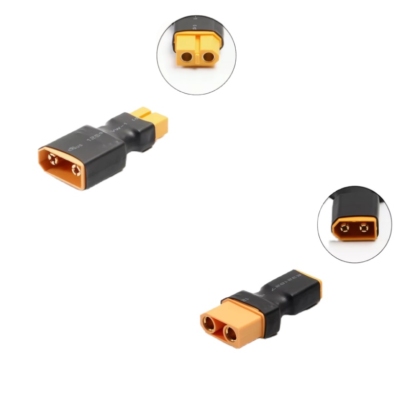 Drone Battery Adapter - XT90-XT60変換アダプター（オス-メス、金メッキ、火花防止）2個入り。ISDT充電器、RCリポバッテリー、ESC、カー、ドローン用。