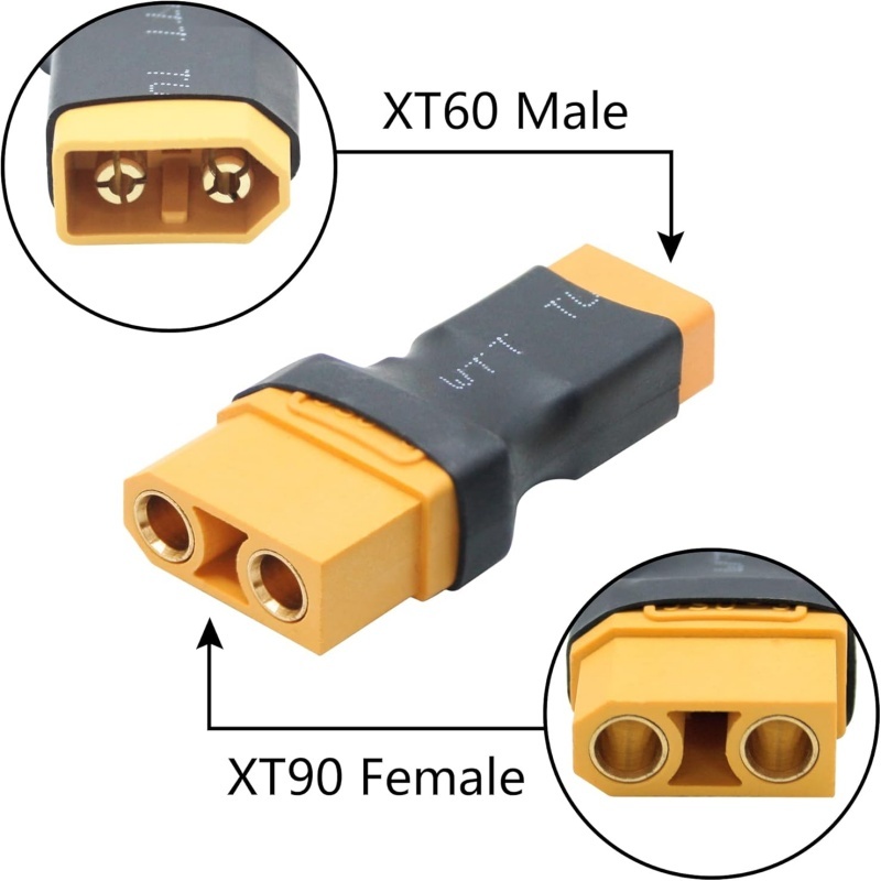 XT90-XT60変換アダプター（オス-メス、金メッキ、火花 - Drone Battery Adapter のレビューと価格